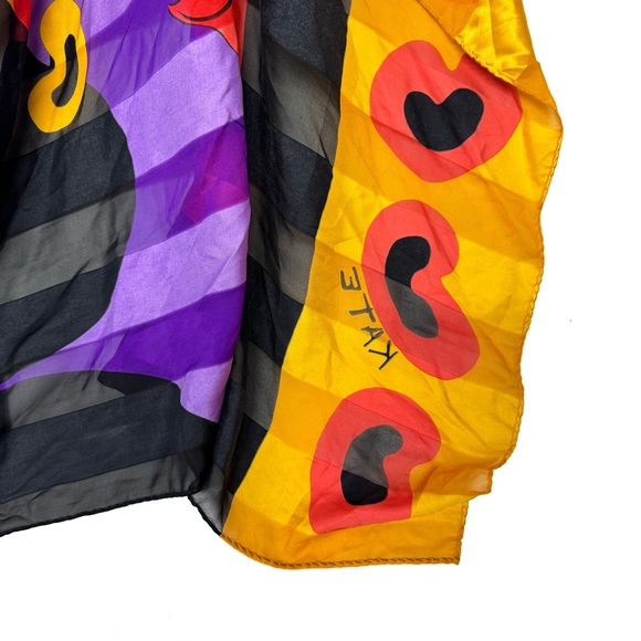 Retro Bright Kate Scarf Satan Bold Sheer Wrap - Picture 7 of 9